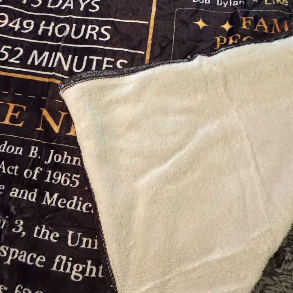 NEW! 60th Birthday Plush Commerative Blanket Fun Gift Black and Gold NWOT - Picture 8 of 12